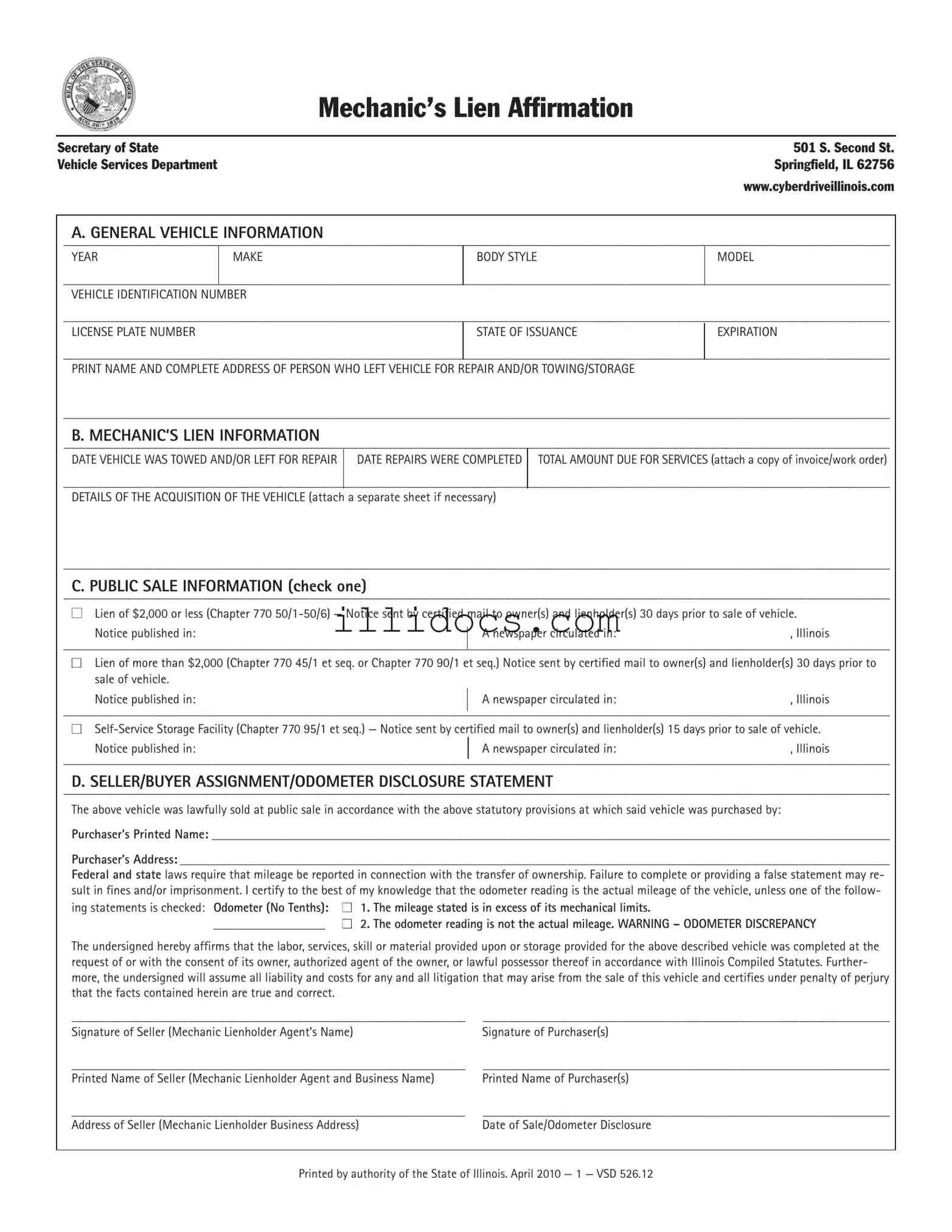 Fillable Cyberdrive Illinois Mechanics Lien Template in PDF