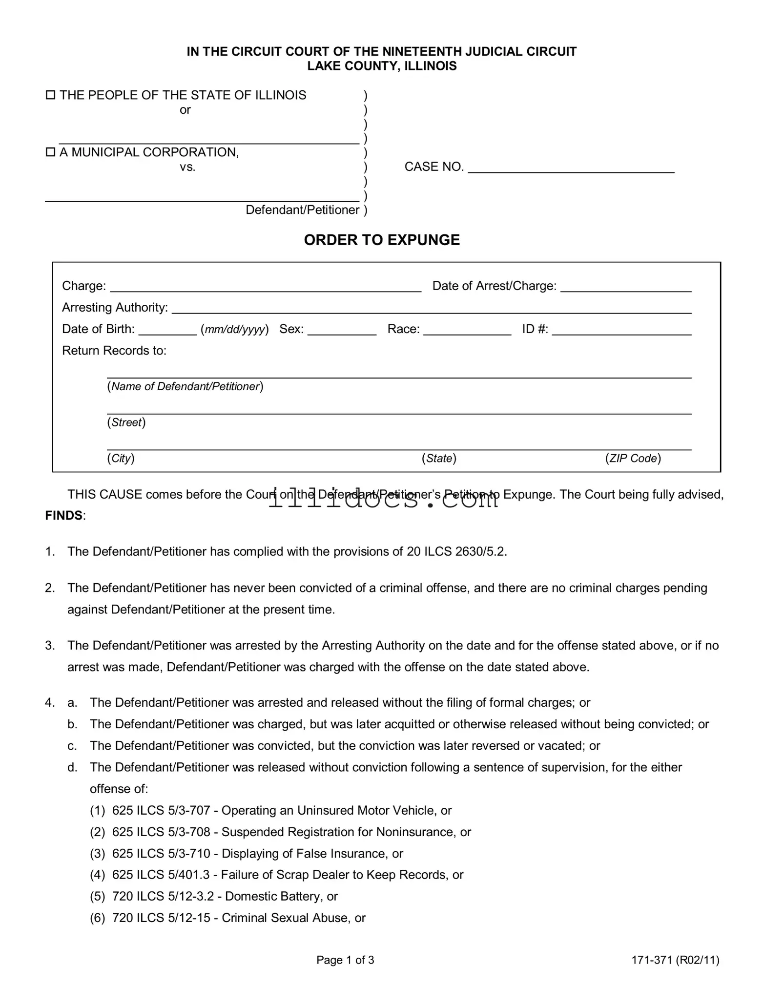 Fillable Illinois 171 371 Template in PDF