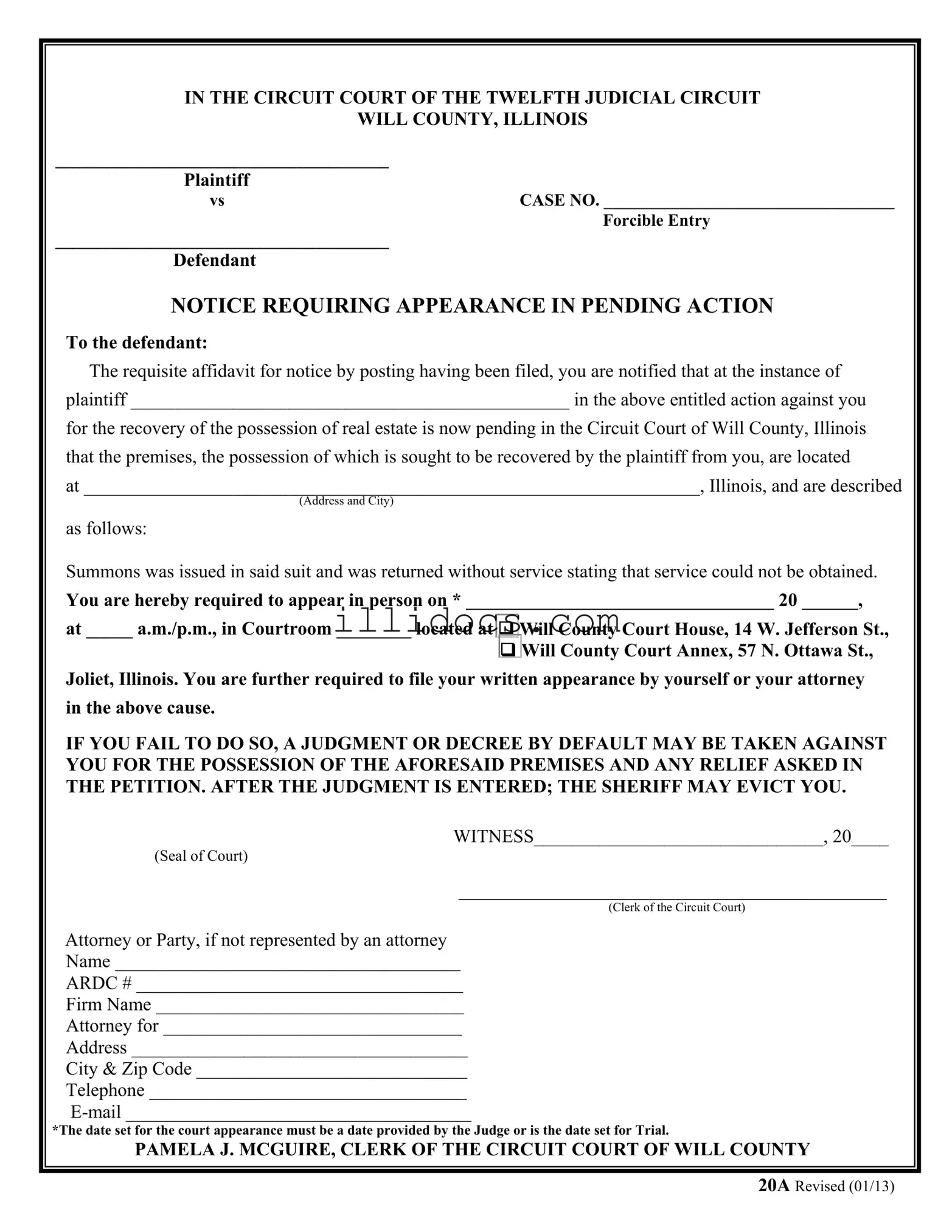 Fillable Illinois 20A Template in PDF