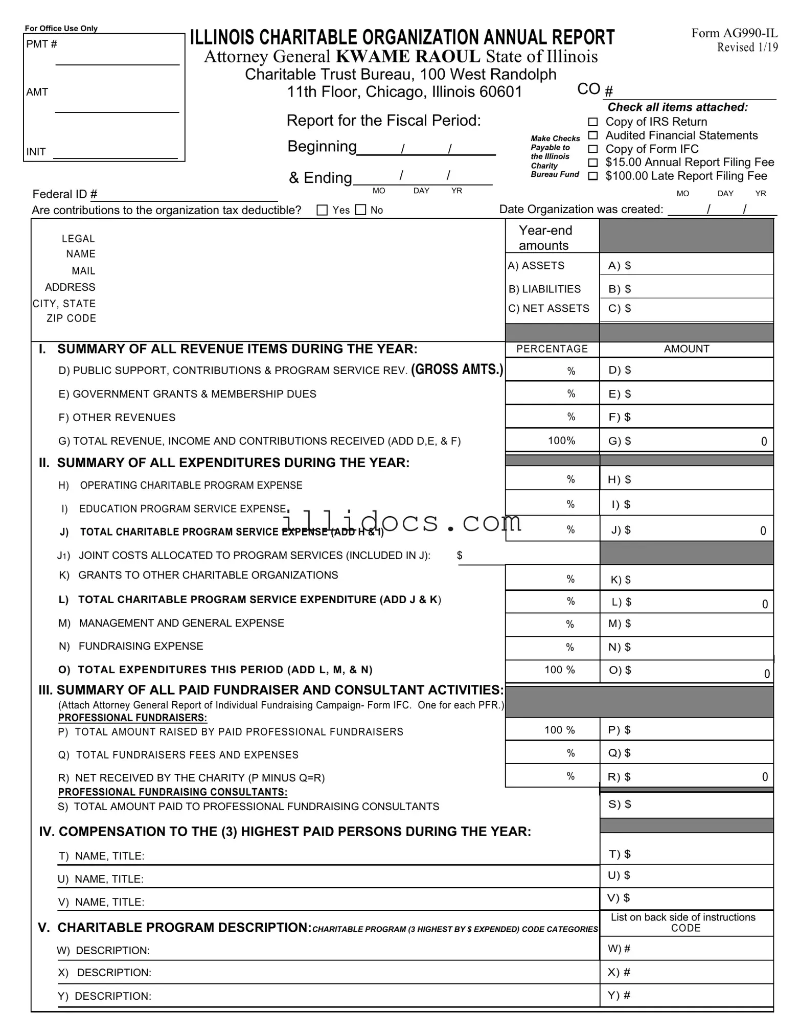 Fillable Illinois Ag990 Template in PDF