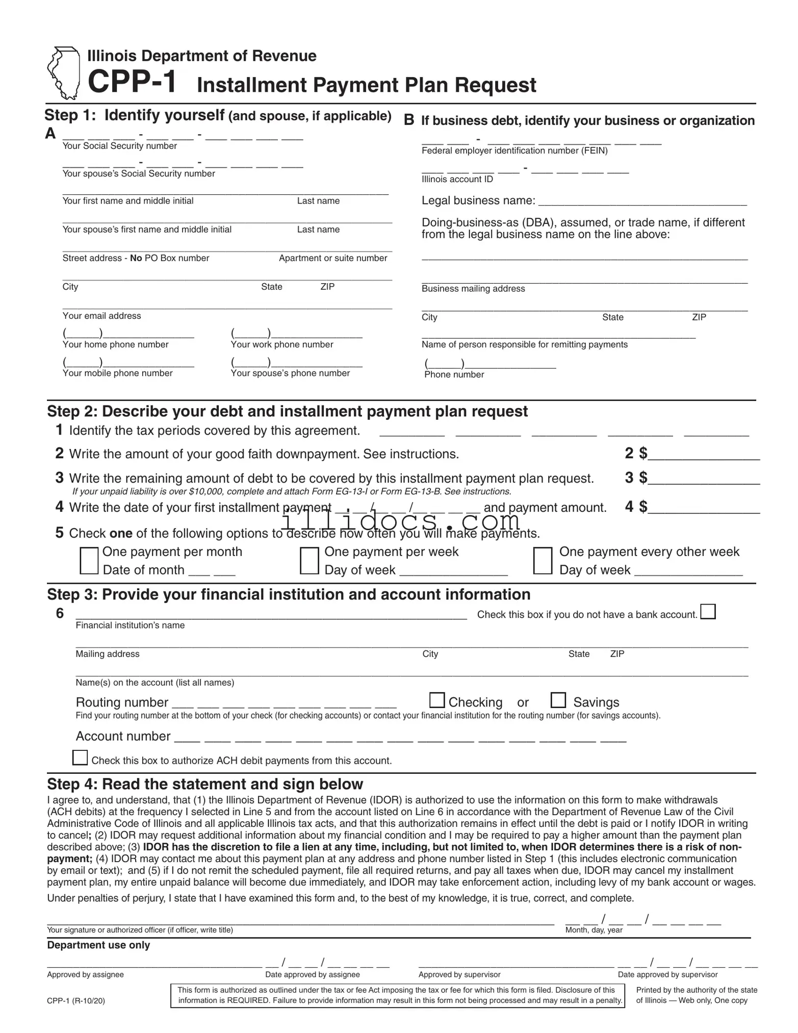 Fillable Illinois Cpp 1 Template in PDF