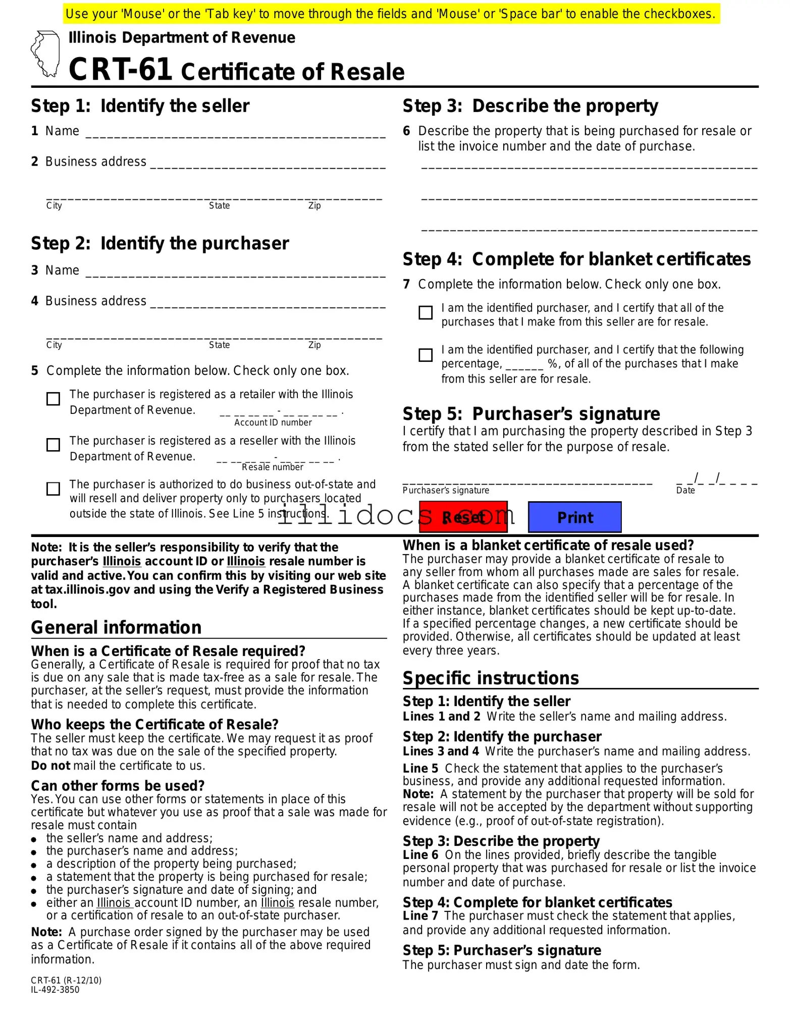 Fillable Illinois Crt 61 Template in PDF