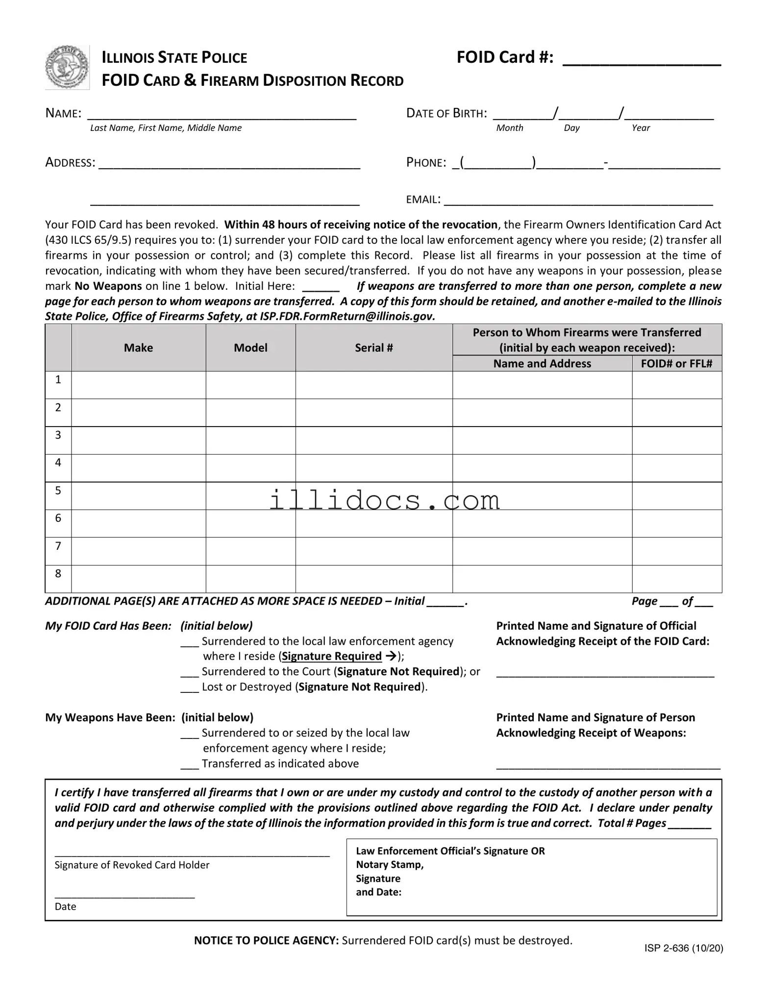 Fillable Illinois Disposition Template in PDF