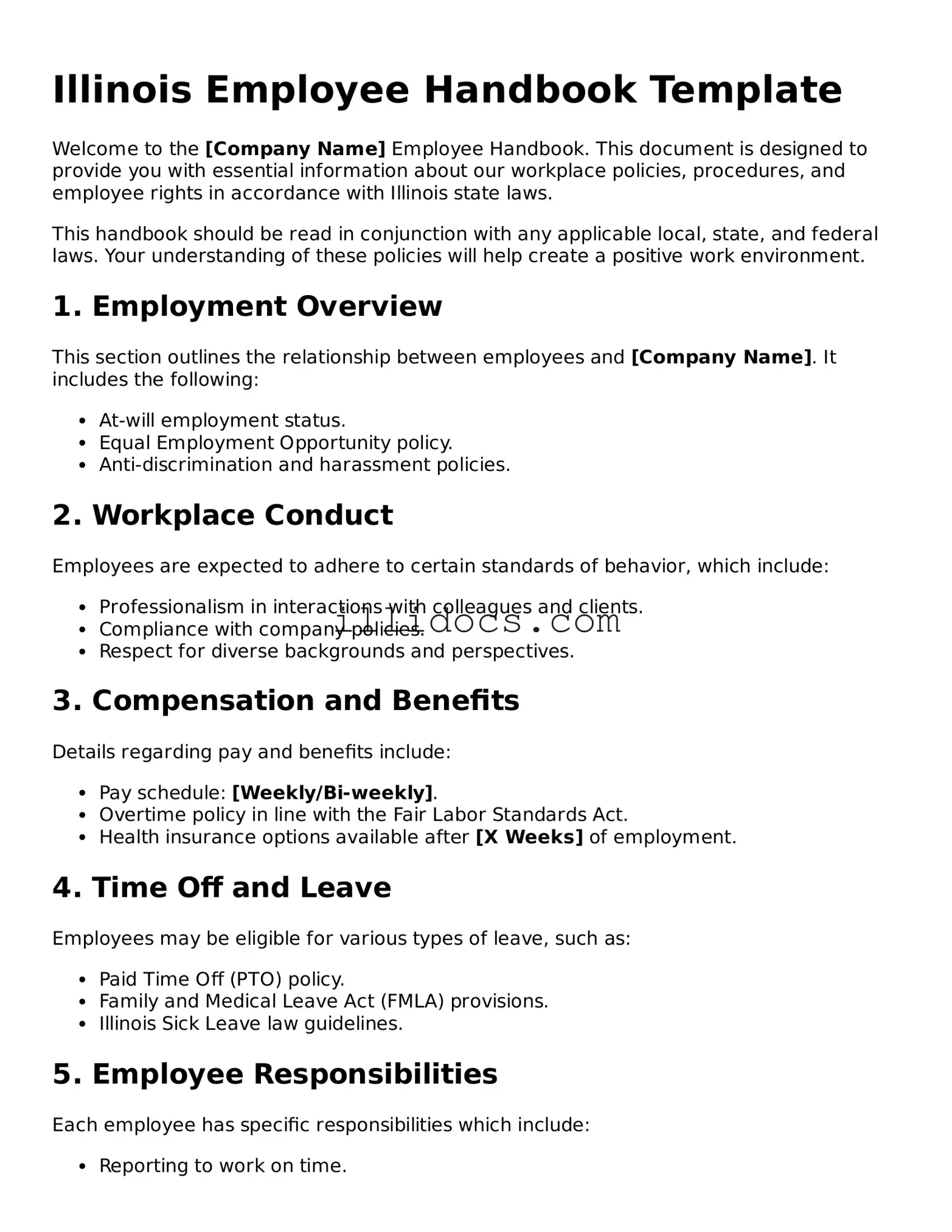 Official  Employee Handbook Document for Illinois