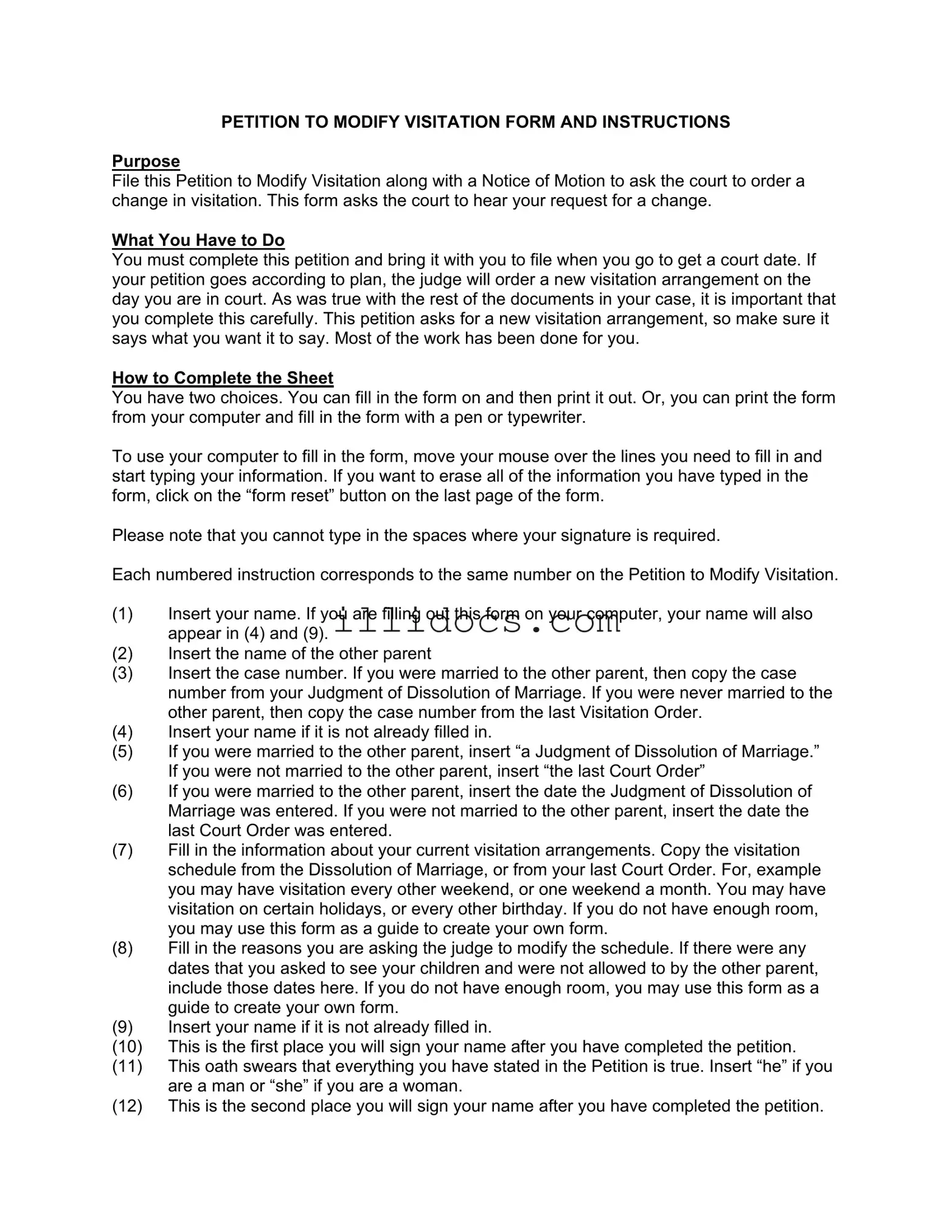 Fillable Illinois Petition To Modify Template in PDF