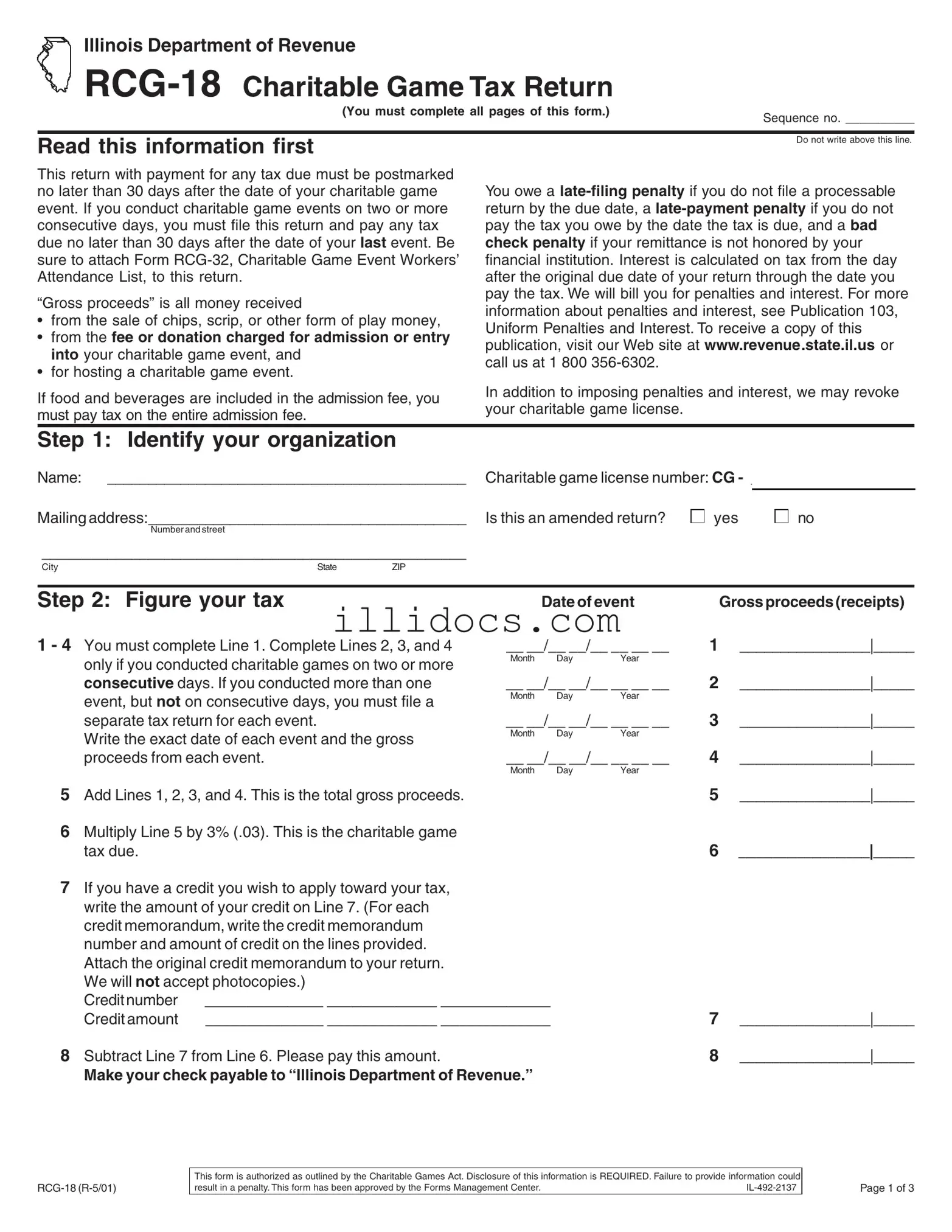 Fillable Illinois Rcg 18 Template in PDF