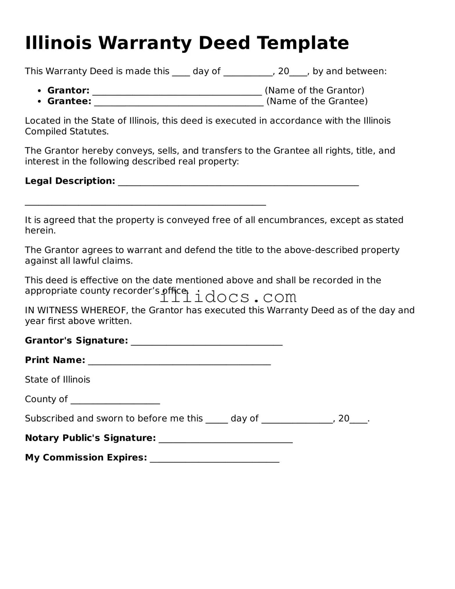 Official  Deed Document for Illinois