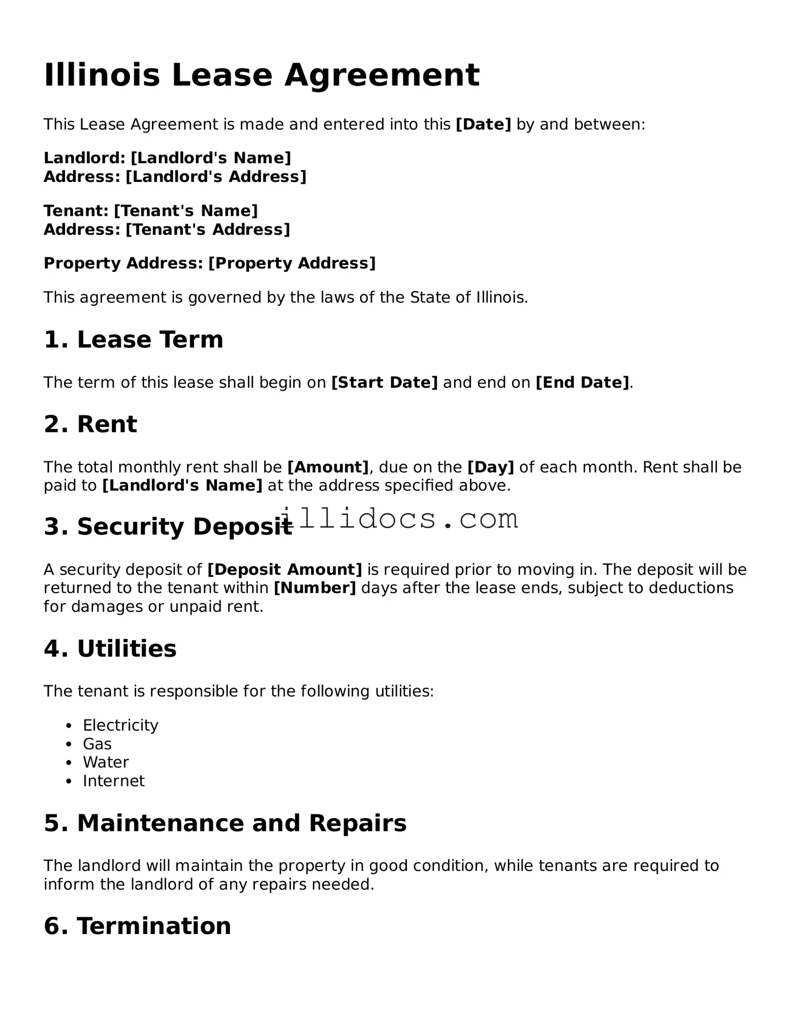 Official  Lease Agreement Document for Illinois