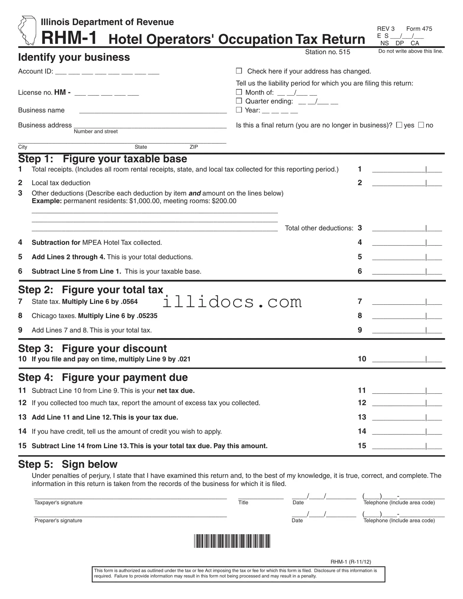 Fillable Illinois Rhm 1 Template in PDF