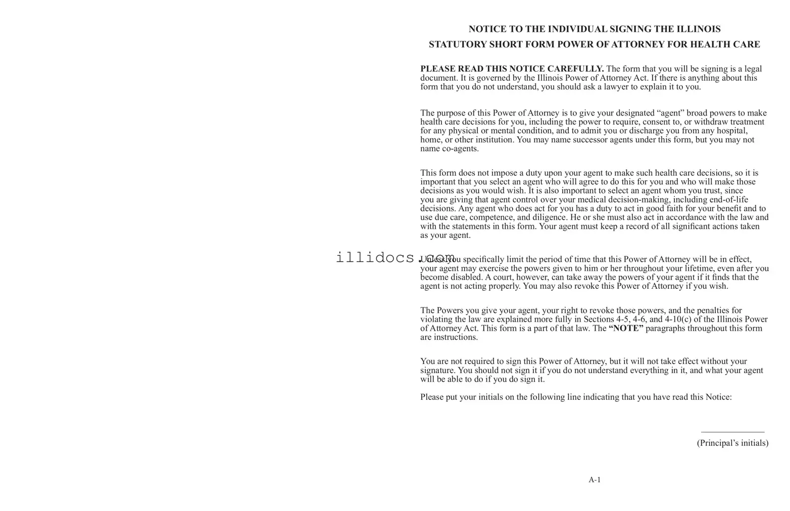 Fillable Illinois Short Power Template in PDF