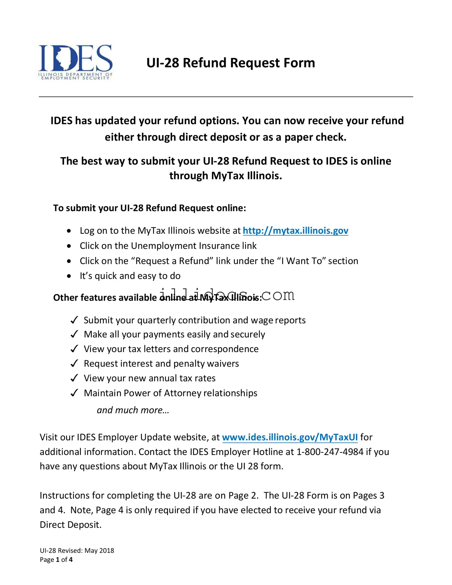 Fillable Illinois Ui 28 Template in PDF