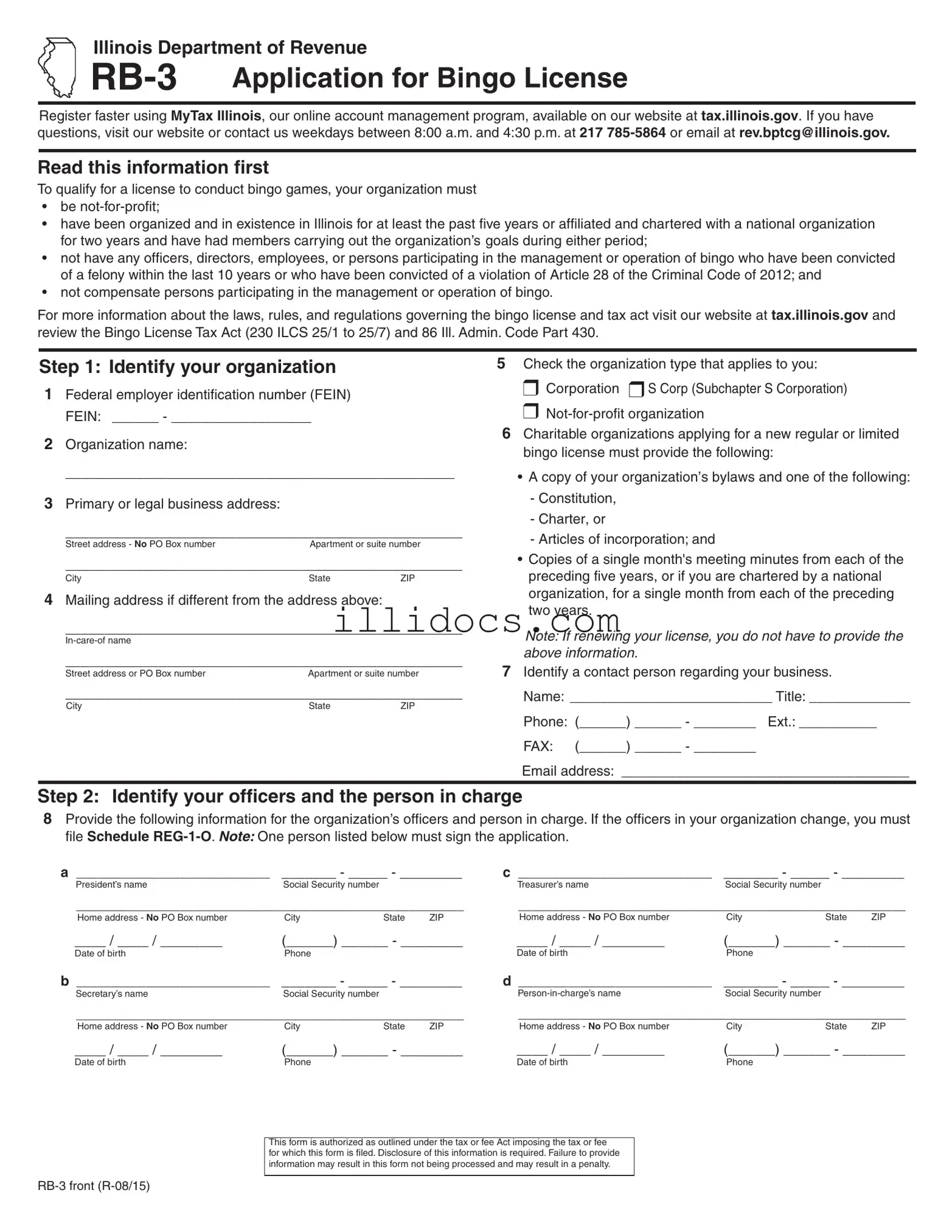Fillable Rb 3 Illinois Template in PDF