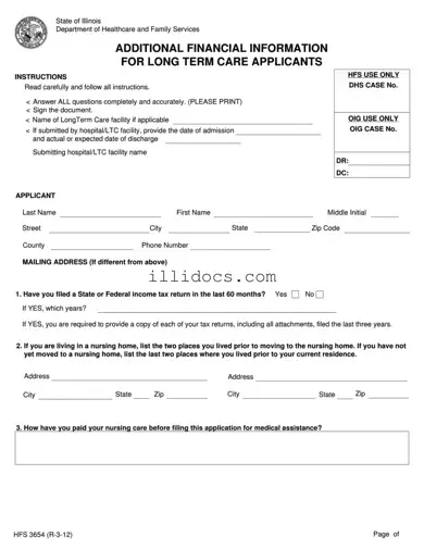 Fillable Hfs 3654 Illinois Template in PDF