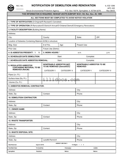 Fillable Illinois Apc 430 Template in PDF