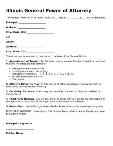 Official  General Power of Attorney Document for Illinois