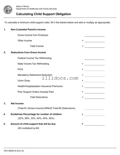 Fillable Illinois Calculating Support Template in PDF