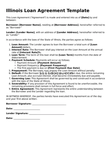 Official  Loan Agreement Document for Illinois