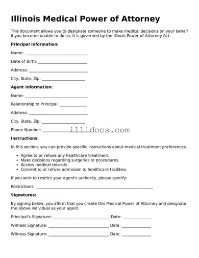 Official  Medical Power of Attorney Document for Illinois