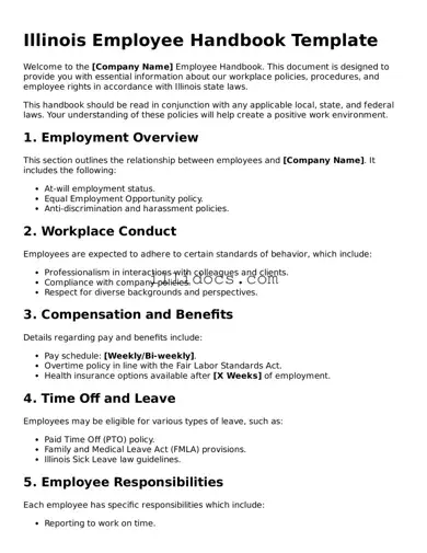 Official  Employee Handbook Document for Illinois