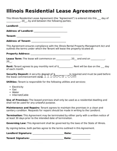 Official  Residential Lease Agreement Document for Illinois