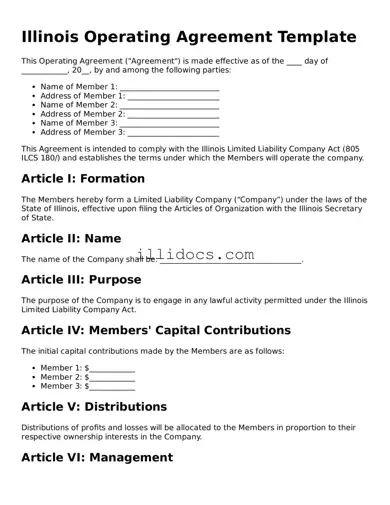 Official  Operating Agreement Document for Illinois