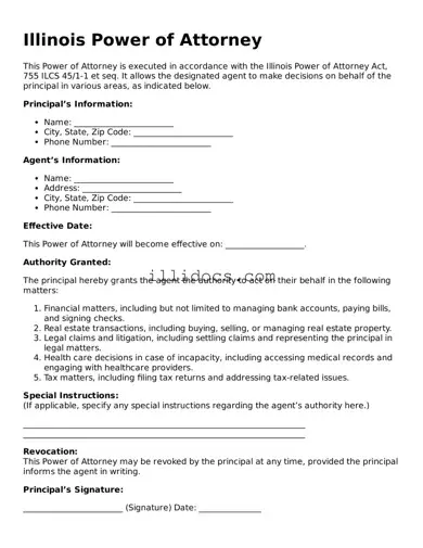 Official  Power of Attorney Document for Illinois