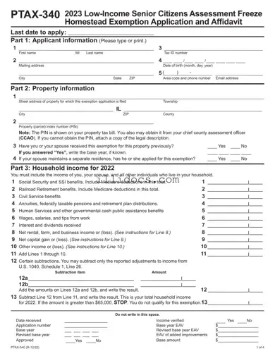 Fillable Illinois Ptax 340 Template in PDF