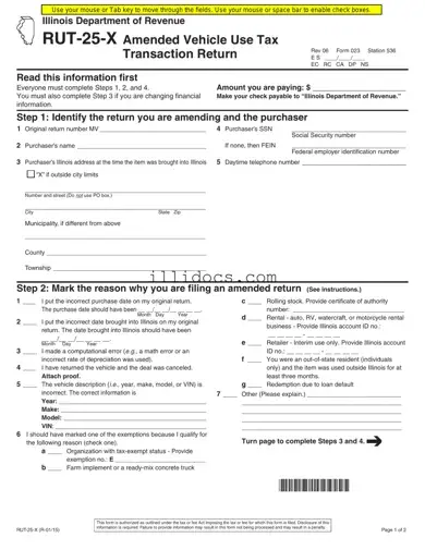 Fillable Illinois Rut 25 X Template in PDF