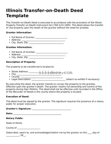 Official  Transfer-on-Death Deed Document for Illinois