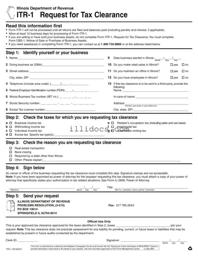 Fillable Itr 1 Illinois Template in PDF