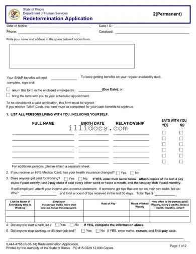 Fillable Link Illinois Redetermination Template in PDF