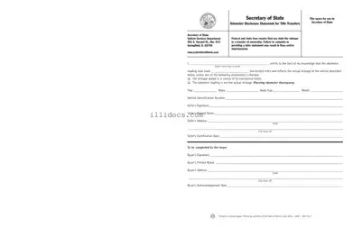 Fillable Odometer Statement For Illinois Template in PDF